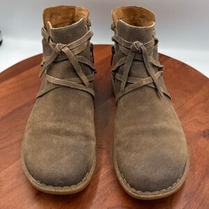 Born Tarkiln Ankle Booties Distressed Suede Leather Brown Womens 9.5 F59122